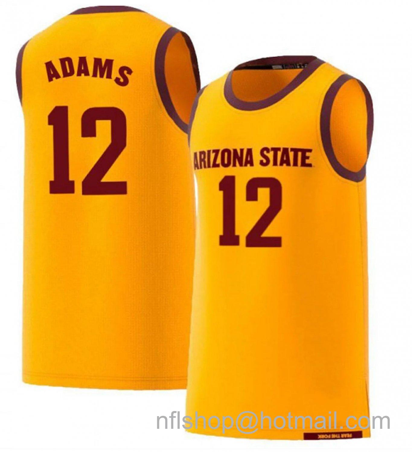 Men's Arizona State Sun Devils Andre Adams College Basketball Yellow #12 Stitched Jersey