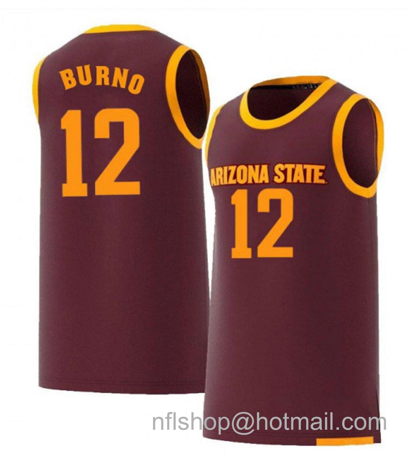 Men's Arizona State Sun Devils Micah Burno College Basketball Red #12 Stitched Jersey