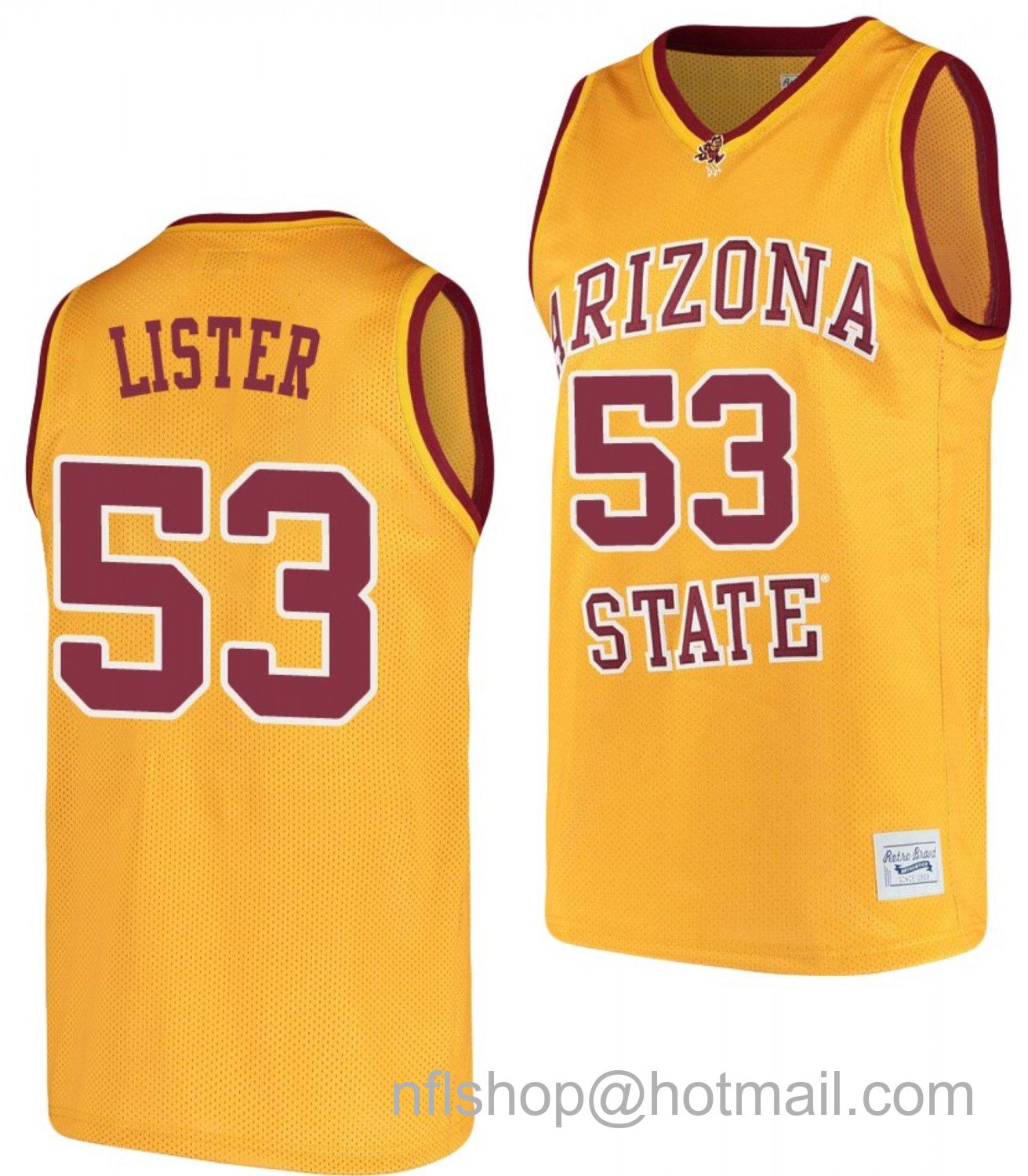 Men's Arizona State Sun Devils Alton Lister College Basketball Gold #53 Stitched Jersey