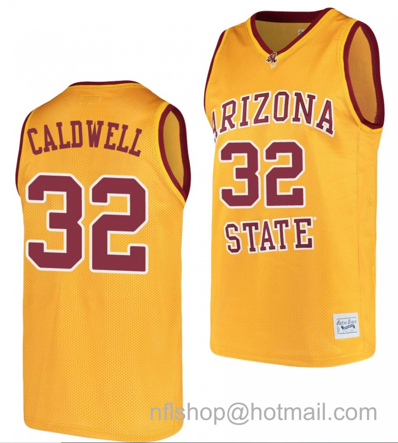 Men's Arizona State Sun Devils Joe Caldwell College Basketball Gold #32 Stitched Jersey