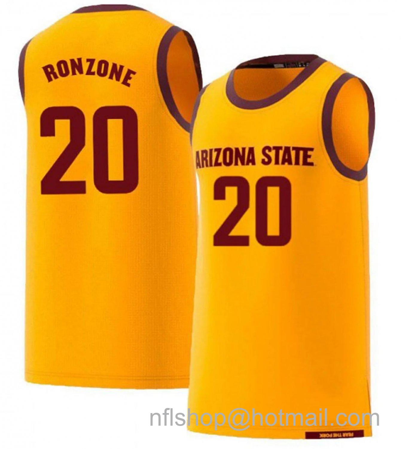 Men's Arizona State Sun Devils Cade RonzoneCollege Basketball Yellow #20 Stitched Jersey