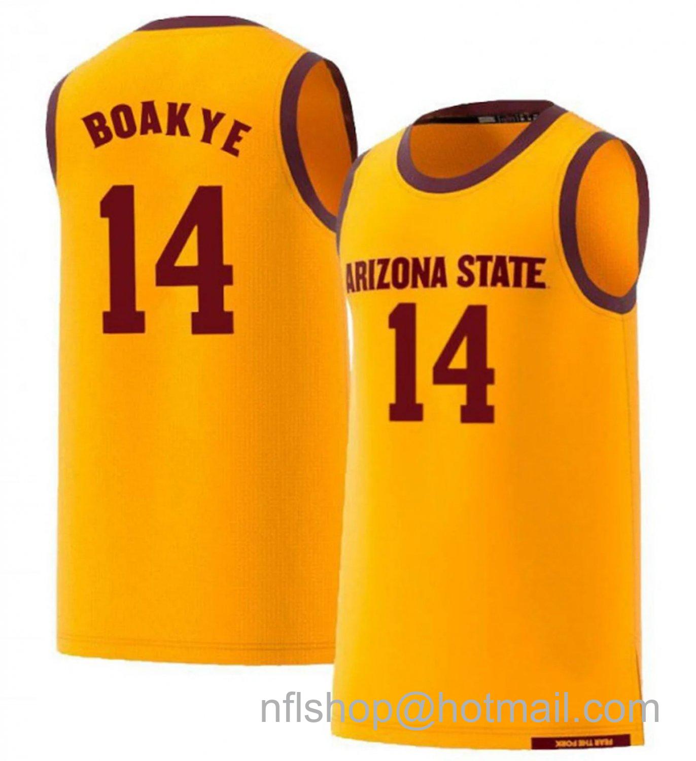 Men's Arizona State Sun Devils Enoch Boakye College Basketball Yellow #14 Stitched Jersey