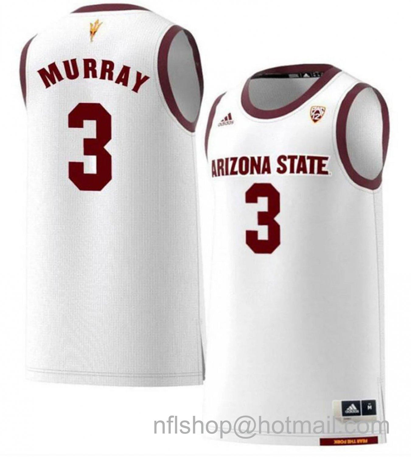 Men's Arizona State Sun Devils Chance Murray College Basketball White #3 Stitched Jersey