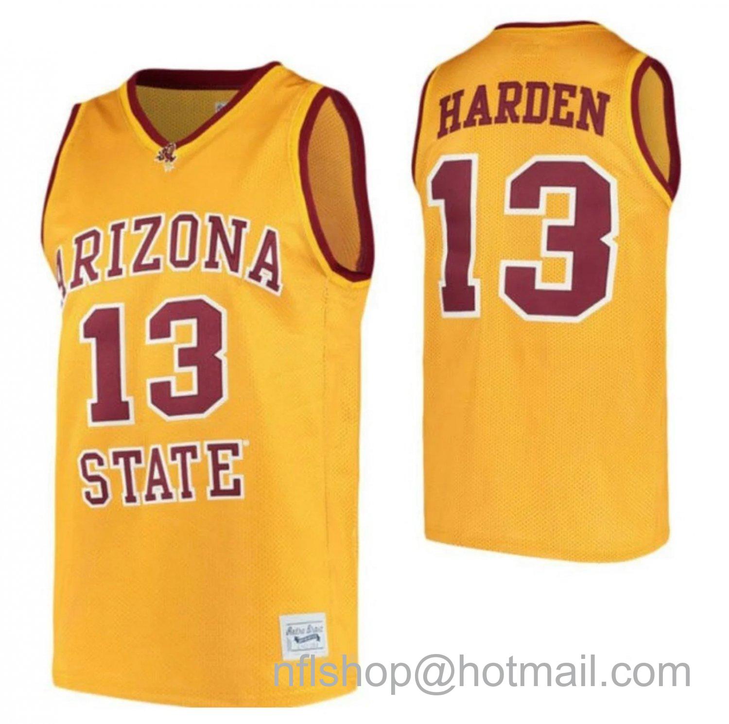 Men's Arizona State Sun Devils James Harden College Basketball Yellow #13 Stitched Jersey