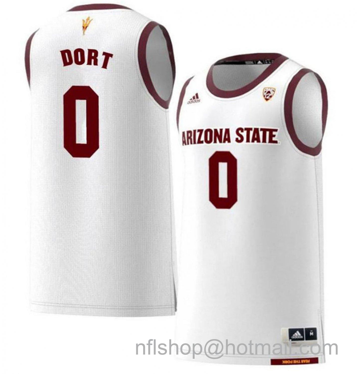 Men's Arizona State Sun Devils Luguentz Dort College Basketball White #0 Stitched Jersey