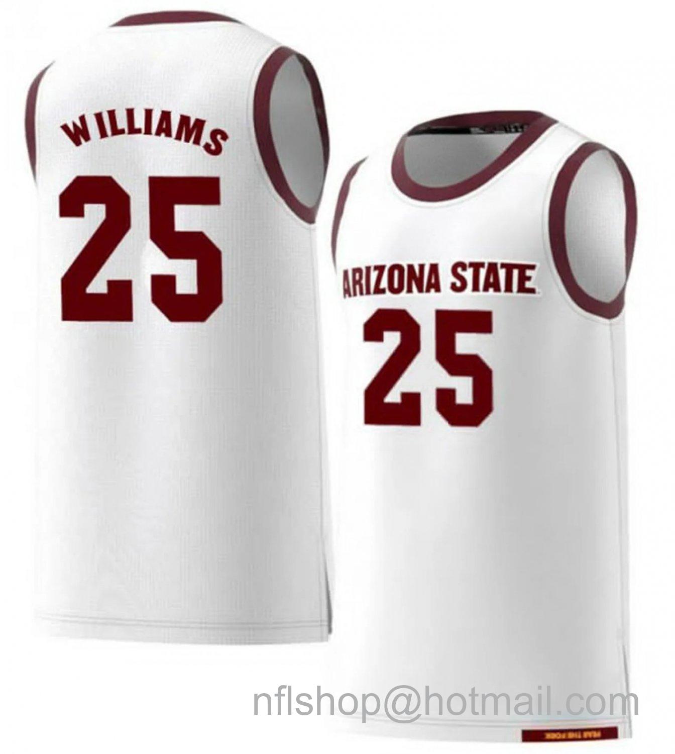 Men's Arizona State Sun Devils Jordan Williams College Basketball White #25 Stitched Jersey