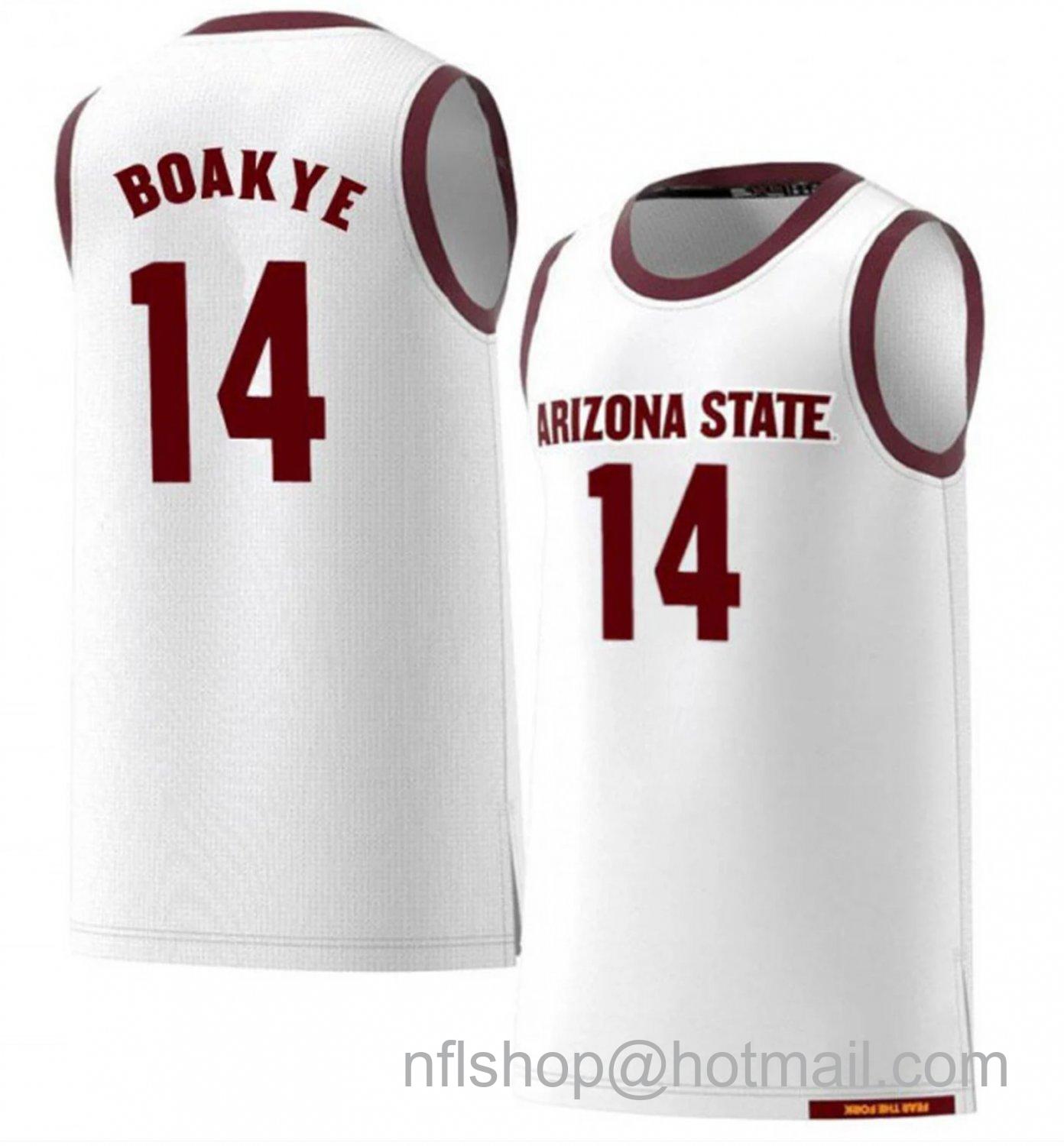 Men's Arizona State Sun Devils Enoch Boakye College Basketball White #14 Stitched Jersey