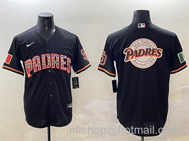 Men's San Diego Padres Team Big Logo Black Mexico Cool Base Stitched Baseball Jerseys