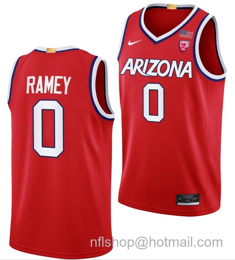 Men's Arizona Wildcats Courtney Ramey College Basketball Red #0 Stitched Jersey