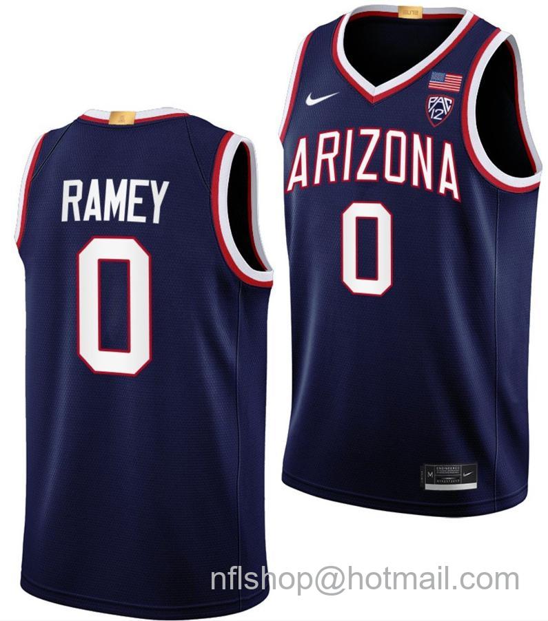 Men's Arizona Wildcats Courtney Ramey College Basketball Navy #0 Stitched Jersey