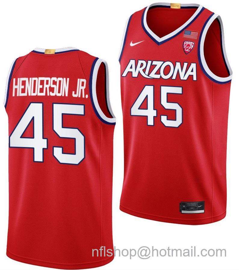 Men's Arizona Wildcats Cedric Henderson Jr College Basketball Red #45 Stitched Jersey