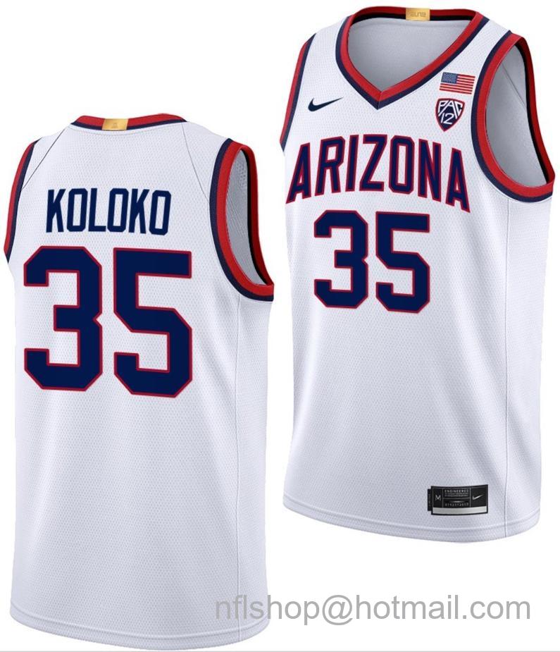 Men's Arizona Wildcats Christian Koloko College Basketball Limited White #35 Stitched Jersey