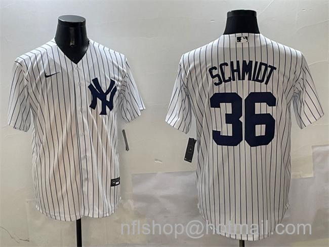 Men's New York Yankees #36 Clarke Schmidt White Cool Base Stitched Baseball Jersey