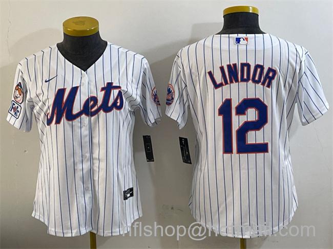 Youth New York Mets #12 Francisco Lindor White 2025 Spring Training Cool Base Stitched Baseball Jersey