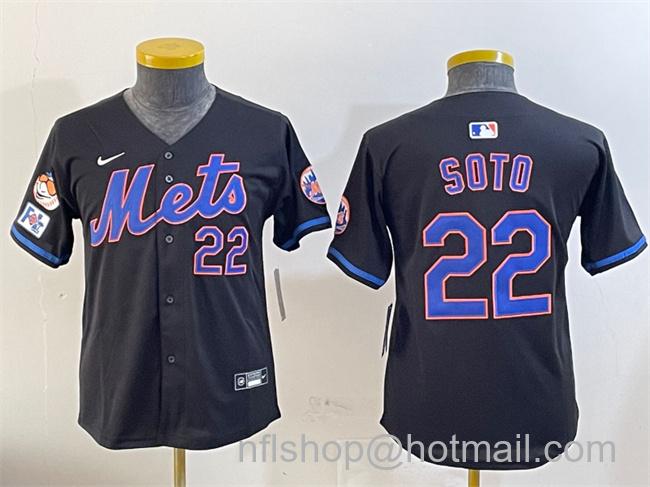 Youth New York Mets #22 Juan Soto Black 2025 Spring Training Alternate Limited Stitched Baseball Jersey