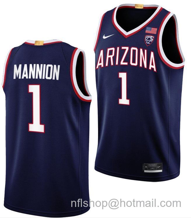 Men's Arizona Wildcats Nico Mannion College Basketball Navy #1 Stitched Jersey