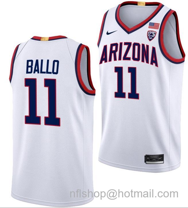 Men's Arizona Wildcats Oumar Ballo College Basketball Limited White #11 Stitched Jersey