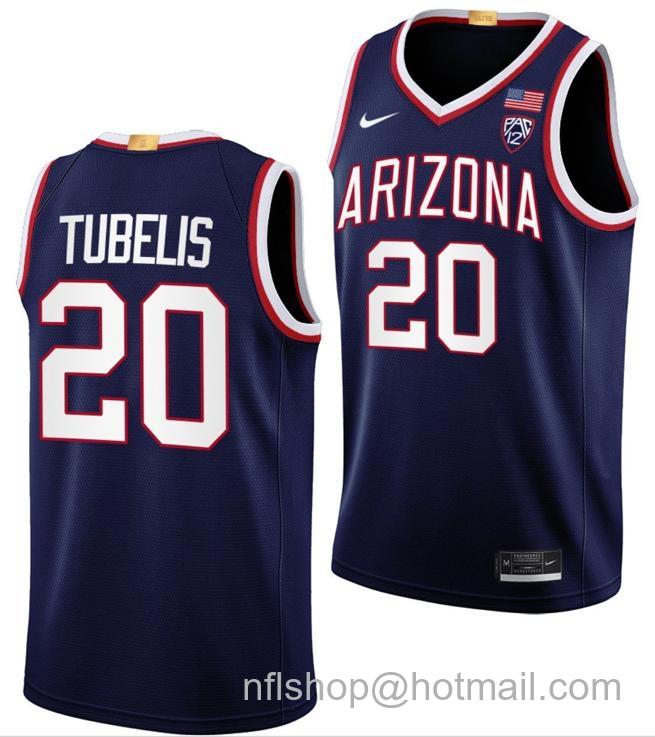 Men's Arizona Wildcats Tautvilas Tubelis College Basketball Navy #20 Stitched Jersey