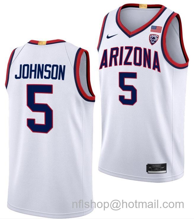 Men's Arizona Wildcats Stanley Johnson College Basketball Limited White #5 Stitched Jersey