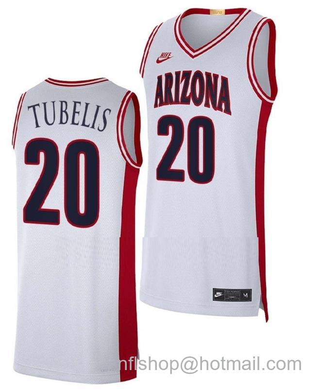 Men's Arizona Wildcats Tautvilas Tubelis College Basketball Maui Invitational Champs White #20 Stitched Jersey