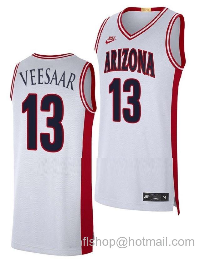 Men's Arizona Wildcats Henri Veesaar College Basketball Maui Invitational Champs White #13 Stitched Jersey