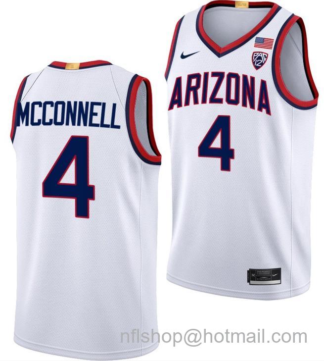 Men's Arizona Wildcats TJ McConnell College Basketball Limited White #4 Stitched Jersey