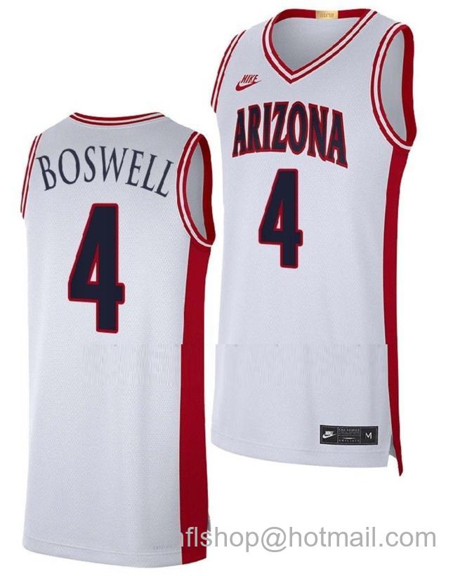 Men's Arizona Wildcats Kylan Boswell College Basketball Maui Invitational Champs White #4 Stitched Jersey