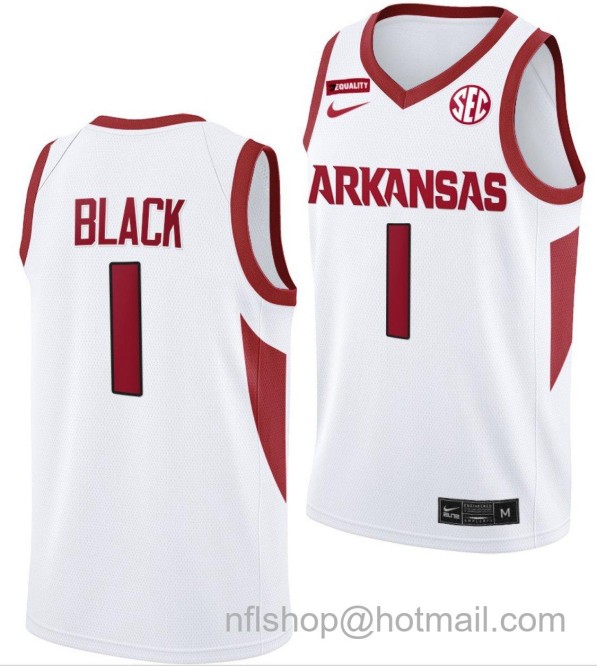 Men's Arkansas Razorbacks Anthony Black College Basketball White #1 Stitched Jersey