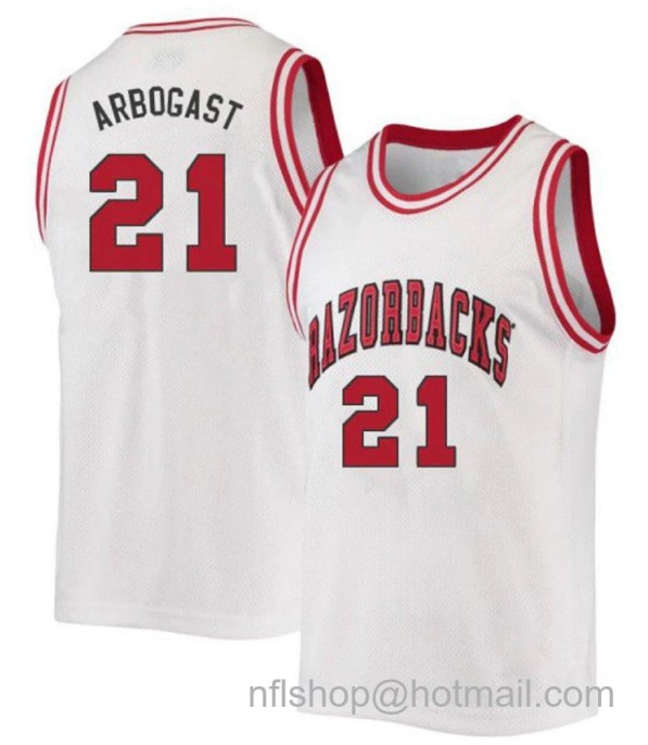 Men's Arkansas Razorbacks Cade Arbogast College Basketball White 2 #21 Stitched Jersey