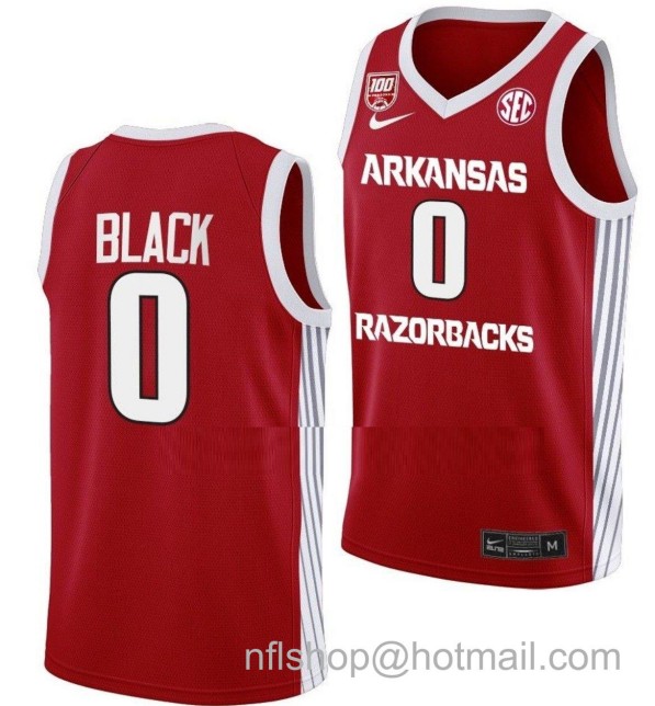 Men's Arkansas Razorbacks Anthony Black College Basketball 100 Season Red #0 Stitched Jersey