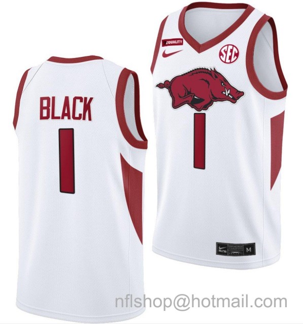 Men's Arkansas Razorbacks Anthony Black College Basketball Five-Star White #1 Stitched Jersey