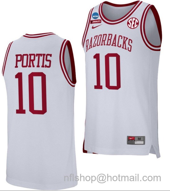 Men's Arkansas Razorbacks Bobby Portis College Basketball 2022 NCAA March Madness Retro White #10 Stitched Jersey