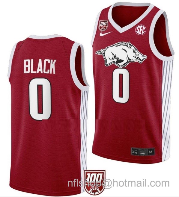 Men's Arkansas Razorbacks Anthony Black College Basketball 100 Season Limited Red #0 Stitched Jersey