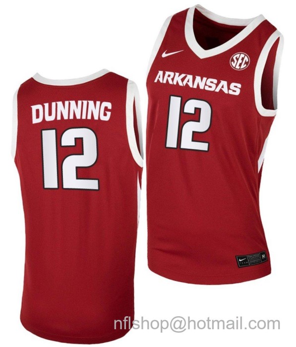 Men's Arkansas Razorbacks Barry Dunning College Basketball Cardinal #12 Stitched Jersey