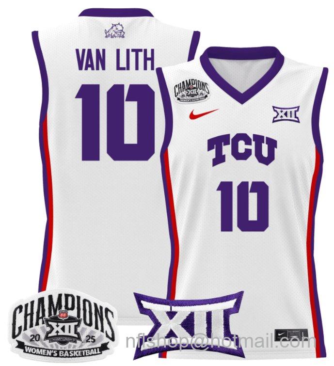 Women's Hailey Van Lith Jersey #10 TCU Horned Frogs 2025 Champions White