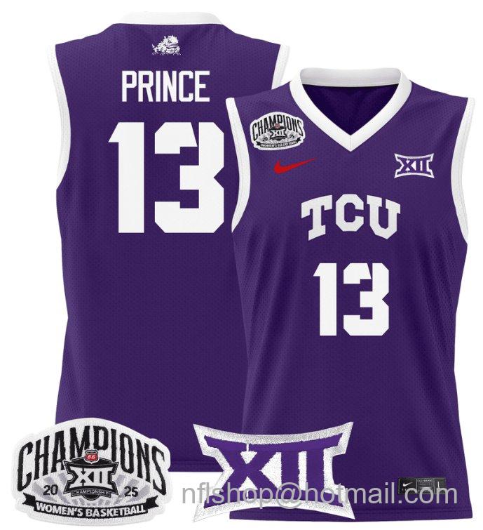 Women's Sedona Prince Jersey #13 TCU Horned Frogs 2025 Champions Purple