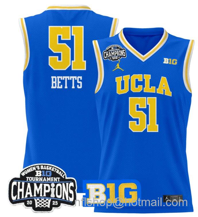 Women's Lauren Betts Jersey #51 UCLA Bruins 2025 Champions Basketball Royal