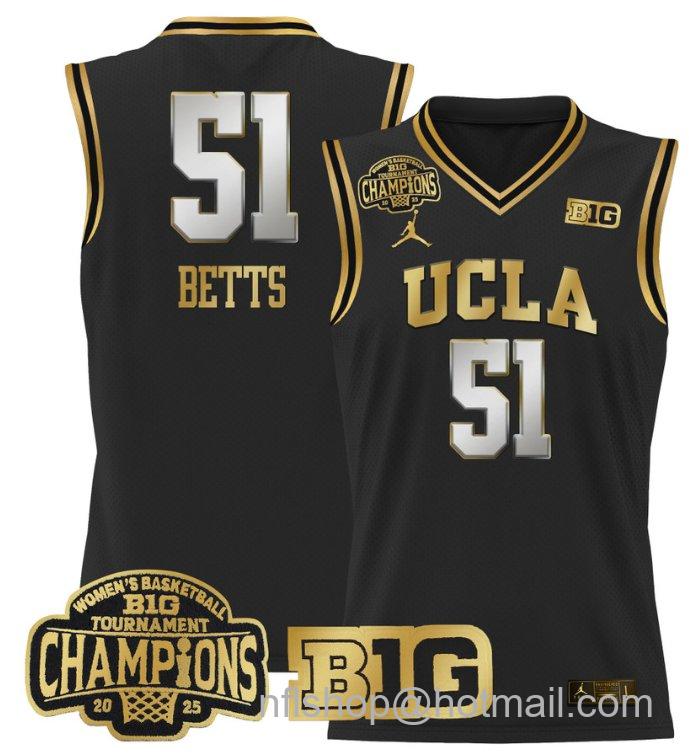 Women's Lauren Betts Jersey #51 UCLA Bruins 2025 Champions Basketball Black Gold