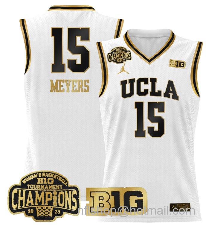 Women's Ann Meyers Jersey #15 UCLA Bruins 2025 Champions Basketball White Gold