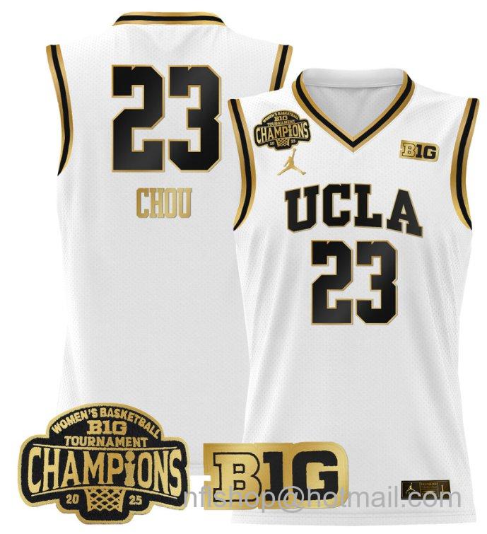 Women's Natalie Chou Jersey #23 UCLA Bruins 2025 Champions Basketball White Gold