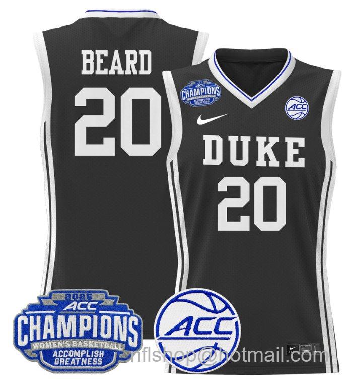 Women's Alana Beard Jersey #20 Duke Blue Devils 2025 ACC Champions Black