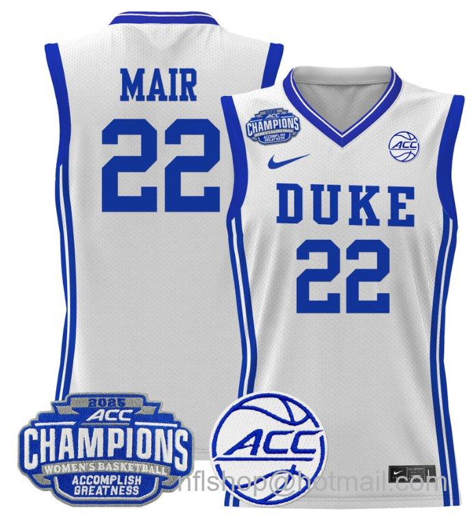 Women's Taina Mair Jersey #22 Duke Blue Devils 2025 ACC Champions White