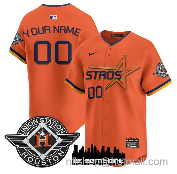 Men's Houston Astros Active Player Custom Orange 2025 City Connect Limited Stitched Baseball Jersey