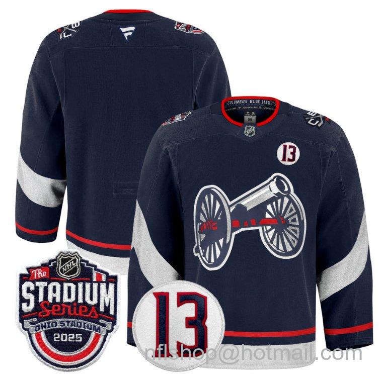 Youth Columbus Blue Jackets Blank 2025 Stadium Series #13 Johnny Patch Navy Stitched Hockey Jersey