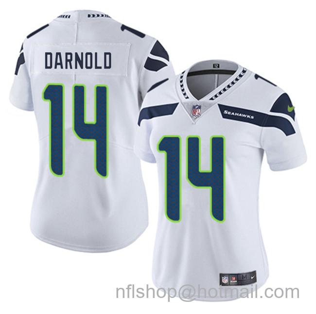 Women's Seattle Seahawks #14 Sam Darnold White Vapor Limited Stitched Football Jersey(Run Small)