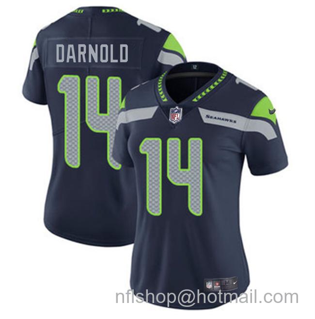 Women's Seattle Seahawks #14 Sam Darnold Navy Vapor Limited Stitched Football Jersey(Run Small)