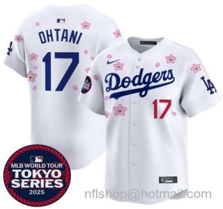 Women's Los Angeles Dodgers #17 Shohei Ohtani White 2025 Tokyo Series Limited Stitched Baseball Jersey(Run Small)