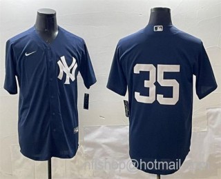 Men's New York Yankees #35 Cody Bellinger Navy Cool Base Stitched Baseball Jersey