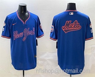 Men's New York Mets Team Big Logo Royal 2025 Spring Training Stitched Baseball Jersey