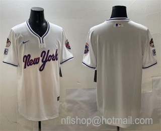 Men's New York Mets Blank White 2025 Spring Training Stitched Baseball Jersey